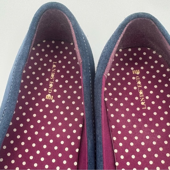 NWOT Lands’ End Blue Suede Moccasin Loafers - Picture 4 of 8